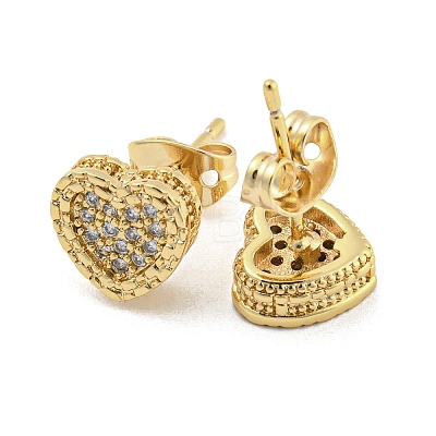 Brass Micro Pave Cubic Zirconia Ear Studs EJEW-P261-27B-G-1