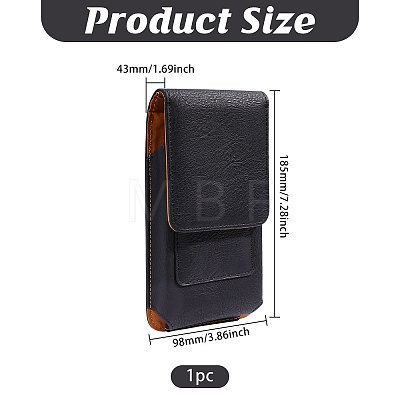 Rectangle Cowhide Mobile Phone Waist Belt Pouches AJEW-WH0596-953A-1