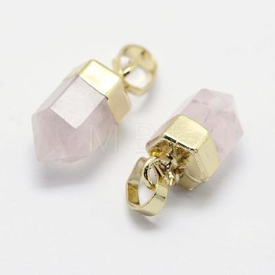 Natural Rose Quartz Pointed Charms G-G720-12-G07-1