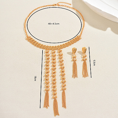 Vintage Middle Eastern Alloy Long Tassel Necklace & Earrings Sets for Women ES4853-1