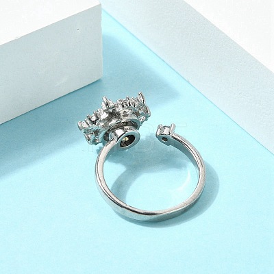 Flower Rotatable Open Cuff Rings for Women RJEW-G333-01H-1