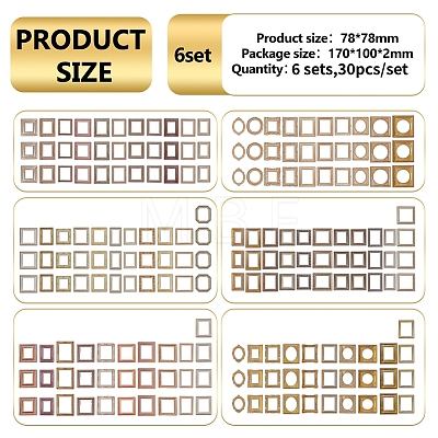 6 Sets 6 Styles Paper Self-Adhesive Photo Frame Stickers DIY-WR0005-69-1