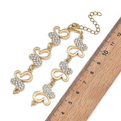 Alloy Crystal Rhinestone Hollow Butterfly Link Chain Bracelet Making AJEW-JB01648-1