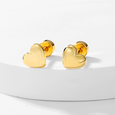 Stainless Steel Heart Screw Stud Earrings CN3729-2-1