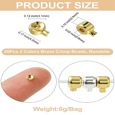 20Pcs 2 Colors Brass Crimp Beads KK-CJ0001-92-1