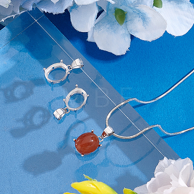 3Pcs Sterling Silver Basket Pendant Setting with Prongs Mounting FIND-PH0028-44-1