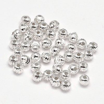 Fancy Cut 925 Sterling Silver Round Beads STER-F012-05D-1