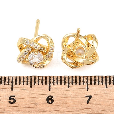 Brass Micro Pave Cubic Zirconia Stud Earrings for Women KK-A305-10G-04-1