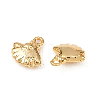 Ocean Theme Brass Micro Pave Cubic Zirconia Charms KK-F902-08R-G-1
