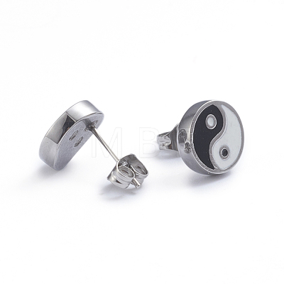 Feng Shui 304 Stainless Steel Stud Earrings X-EJEW-L248-047P-1