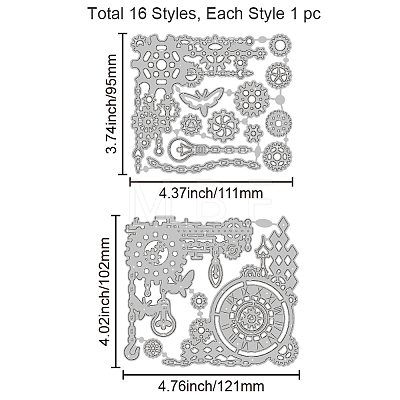 2Pcs 2 Styles Carbon Steel Cutting Dies Stencils DIY-WH0309-2058-1