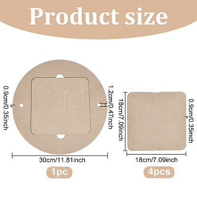 Round & Square MDF Wood Boards TOOL-WH0053-08-1