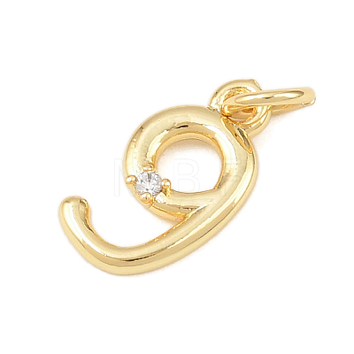 Brass Micro Pave Clear Cubic Zirconia Charms KK-P339-27G-09-1