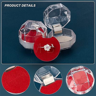 40Pcs Octagon Transparent Plastic Ring Boxes CON-CA0001-020-1