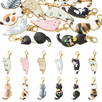 12Pcs Alloy Enamel Pendant Decorations HJEW-YW00472-1
