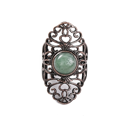 Natural Green Aventurine Retro Finger Rings RJEW-B067-02R-23-1