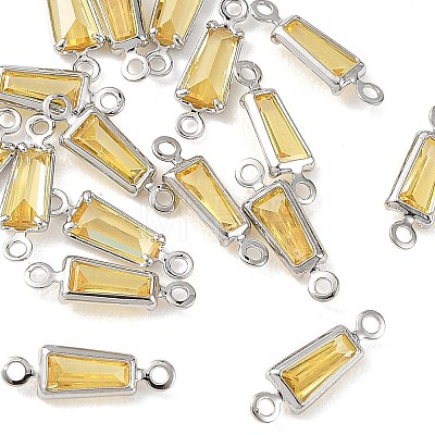 SHEGRACE Brass Pave Cubic Zirconia Trapezoid Connector Charms XGRQ2O984-444C-P-1