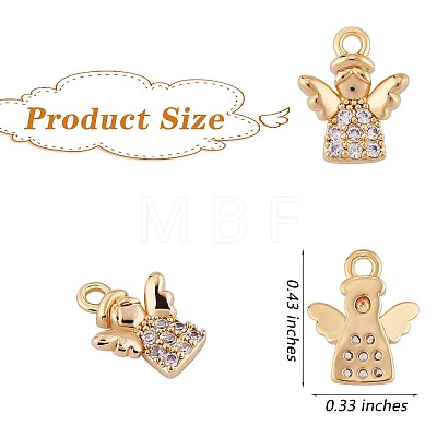 5 Pieces Brass Angel Charm Pendant Brass Micro Pave Clear Cubic Zirconia Charms Real  Gold Plated for Jewelry Necklace Earring Making Crafts JX386A-1