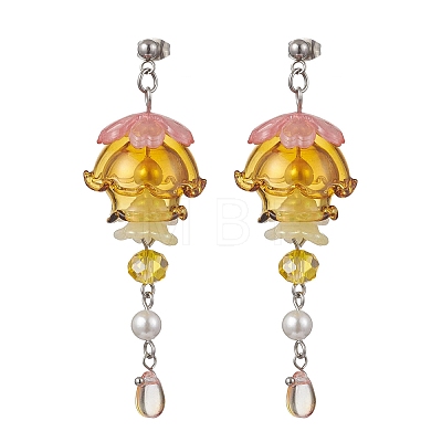 Jellyfish 304 Stainless Steel Shell Pearl Dangle Stud Earrings EJEW-TA00773-03-1