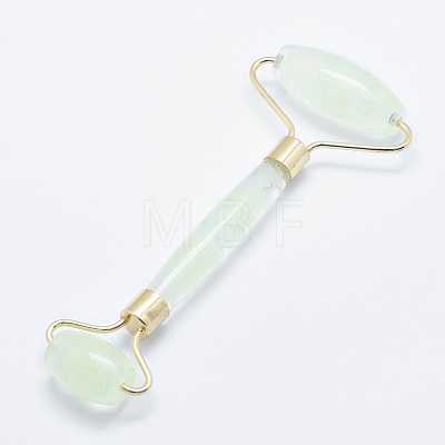 Green Watermelon Stone Glass Brass Face Massager MRMJ-G008-11G-1