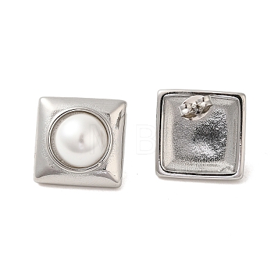 Square 304 Stainless Steel Stud Earrings EJEW-U003-36P-1