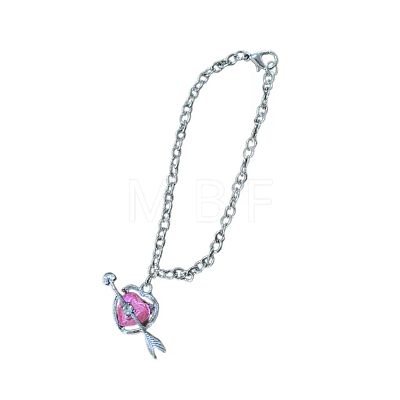 Valentine's Day Heart & Arrow Alloy Rhinestone Charm Bracelets FS-WG94D09-01-1