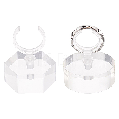 AHADERMAKER 2 Sets 2 Styles Oval & Hexagon Acrylic Finger Ring Display Holders RDIS-GA0001-02-1