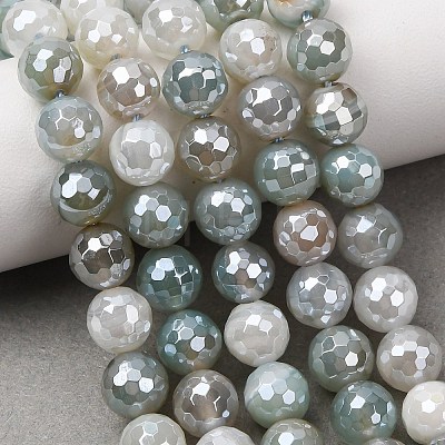 Electroplated Natural Agate Beads Strands G-B191-A07-8mm-14-1