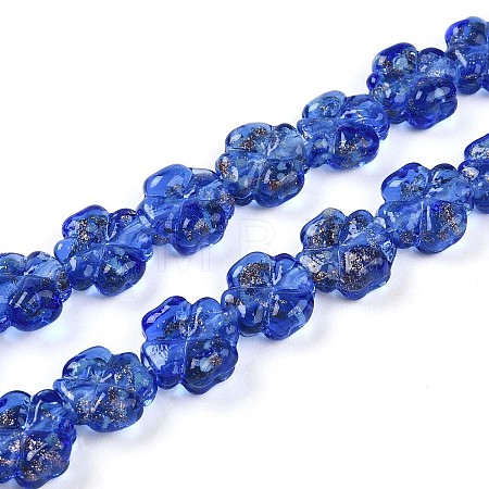 Luminous Handmade Gold Foil Glass Beads Strands FOIL-N029-01H-1