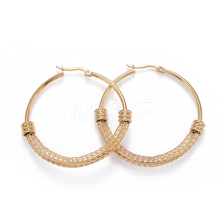 304 Stainless Steel Big Hoop Earrings EJEW-L232-032C-G-1