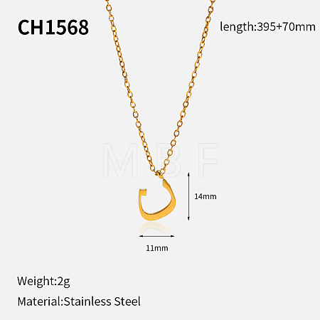 304 Stainless Steel Arabic Initial Letter Pendant Necklaces FS-WG7B6CA-03-1
