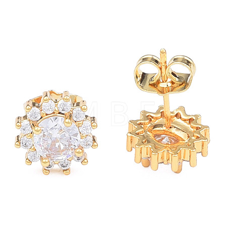 Cubic Zirconia Flower Stud Earrings EJEW-N011-60E-1