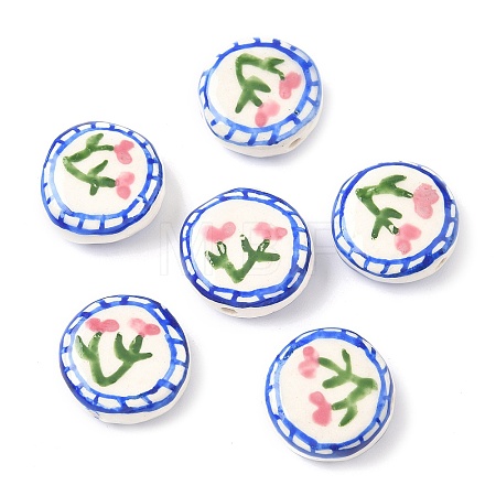 Flower Theme Handmade Porcelain Beads LAMP-D303-06C-02-1