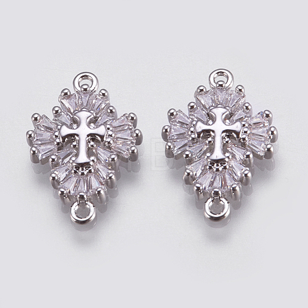 Brass Micro Pave Cubic Zirconia Links ZIRC-E144-12P-1