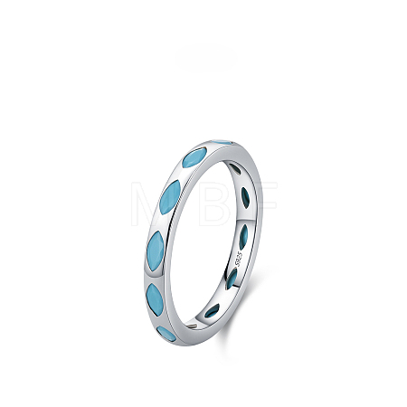 925 Sterling Silver Synthetic Turquoise Finger Rings FS-WGC9F63-11-1