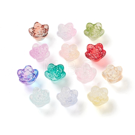 Spray Painted Transparent Glass Beads GLAA-D006-10-1