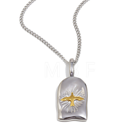Religion Two Tone 316L Surgical Stainless Steel Arch Shaped with Holy Spirit Bird Pendant Necklaces for Women WG166A9-01-1