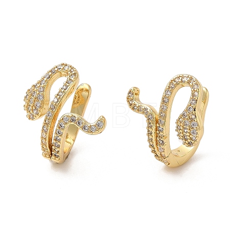 Rack Plating Brass Snake Cuff Earrings with Cubic Zirconia EJEW-D061-61G-1