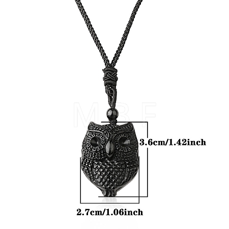 Natural Obsidian Pendant Necklace for Men PW-WG33725-02-1