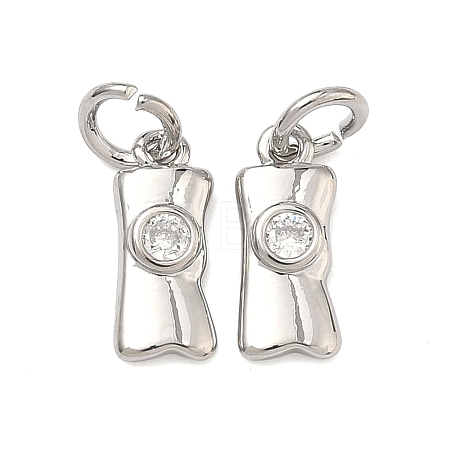 Brass Micro Pave Clear Cubic Zirconia Charms KK-B170-15P-1