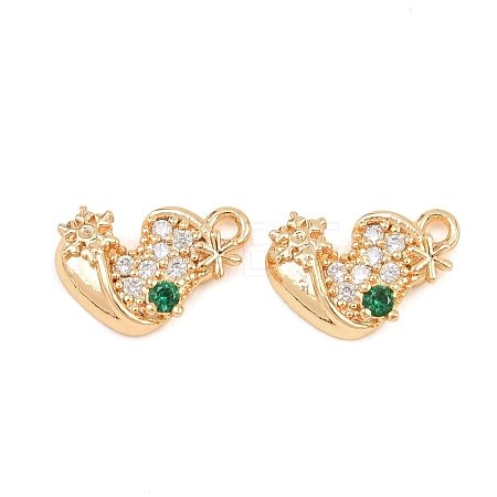 Christmas Brass Micro Pave Cubic Zirconia Pendants KK-L261-15B-G02-1