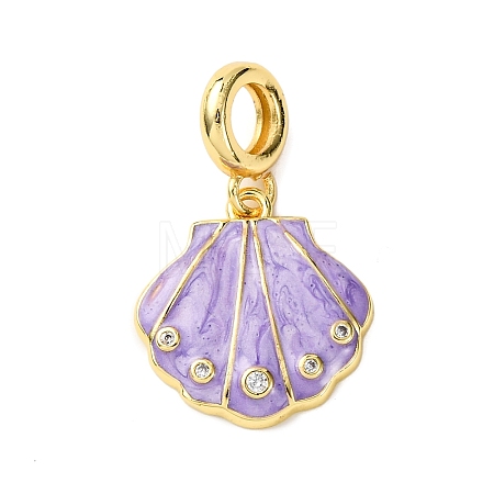 Brass Enamel European Dangle Charms KK-C119-05G-03-1