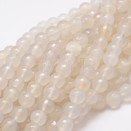 Dyed Natural White Agate Faceted Round Beads Strands G-E320B-8mm-06-1