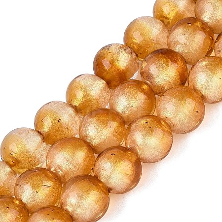 Handmade Lampwork with Gold Powder Beads Strands LAMP-N037-06B-06-1