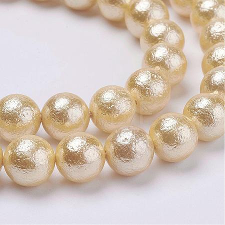Wrinkle Textured Shell Pearl Beads Strands BSHE-E016-8mm-04-1