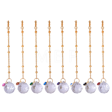 Evil Eye & Clear Teardrop Glass Car Pendant Decoration HJEW-AB00164-1