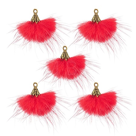 Faux Mink Fur Tassel Pendant Decorations FIND-YW0002-24C-1