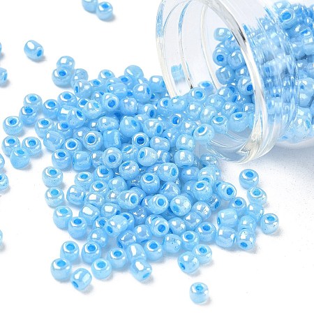 DIY Craft Beads 6/0 Ceylon Round Glass Seed Beads X-SEED-A011-4mm-143-1