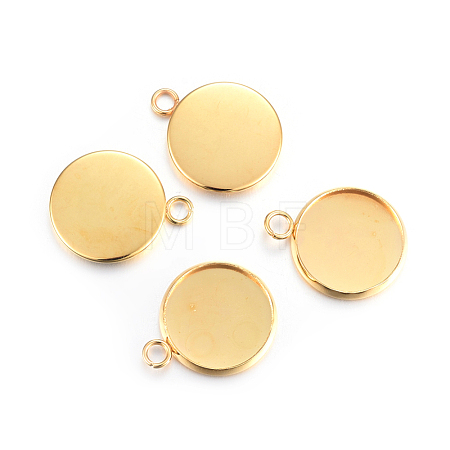 Rack Plating 304 Stainless Steel Pendant Cabochon Settings STAS-F191-14G-D-1