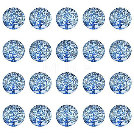 Half Round/Dome Tree Pattern Glass Flatback Cabochons for DIY Projects GGLA-YW0001-14L-1